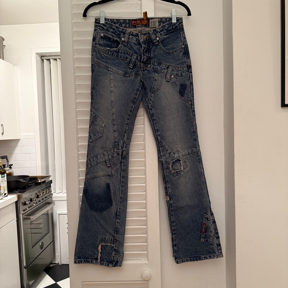 Y2K Vintage Blue Patchwork Jeans